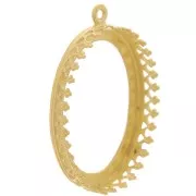 Colgante ovalado decorado con corona - cabujón 25x18 mm - chapado en oro de 3 micras