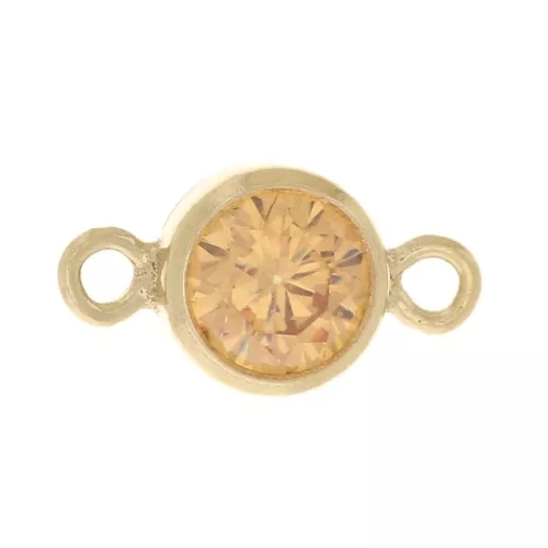 4.5mm Round Zirconia Entrepieza - Champagne - Gold filled (oro laminado)