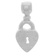 Colgante Candado Corazón 16x7 mm - Plata de Ley 925 x1