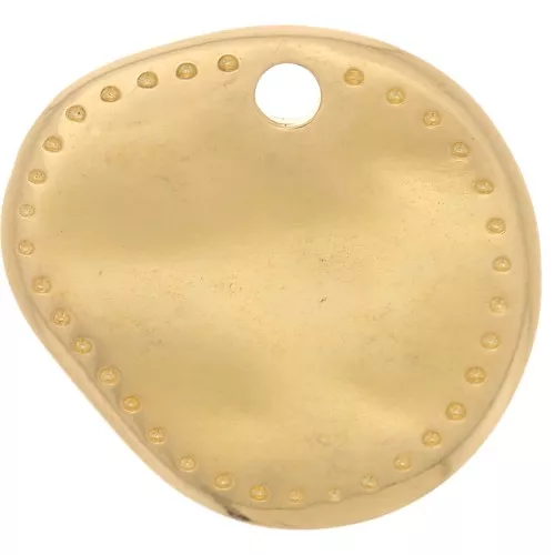 Dije redondo irregular 14x13 mm - Dorado con oro fino x1