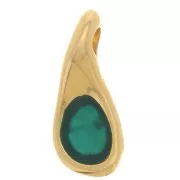 Dije de gota 13x6 mm con resina epoxi - Dorado con oro fino - Verde x1