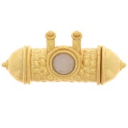 Colgante tubo étnico 15x30mm cabujón gema Dorado fino - Cuarzo Rosa|raw }}