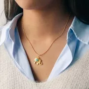 Colgante Elefante 18x22 mm gema y cabujón CZ - Dorado con Oro fino - Lapislázuli