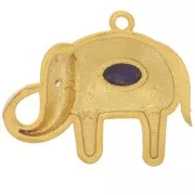 Colgante Elefante 18x22 mm gema y cabujón CZ - Dorado con Oro fino - Lapislázuli