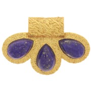 Colgante 3 pétalos 13x20 mm cabujones de piedras preciosas - Dorado con Oro fino - Lapislázuli