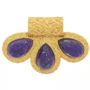 Colgante 3 pétalos 13x20 mm cabujones de piedras preciosas - Dorado con Oro fino - Lapislázuli