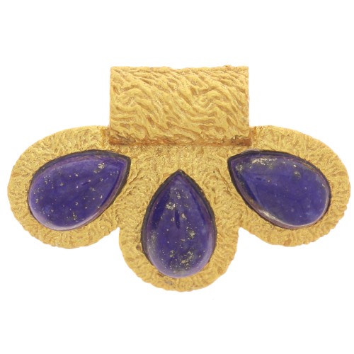 Colgante 3 pétalos 13x20 mm cabujones de piedras preciosas - Dorado con Oro fino - Lapislázuli