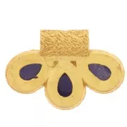 Colgante 3 pétalos 13x20 mm cabujones de piedras preciosas - Dorado con Oro fino - Lapislázuli