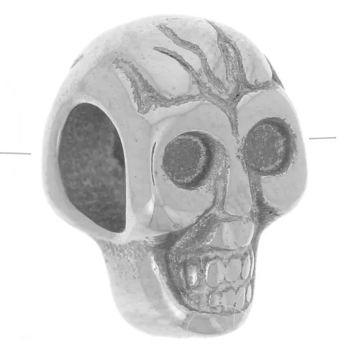 Cuenta de calavera y tibias cruzadas 12x7 mm agujero grande - acero inoxidable 304L x1