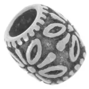 Cuenta tubo trabajado 9.5.x9 mm agujero grande - acero inoxidable 304L x1