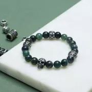 Cuenta tubo agujero grande 9,5 mm - motivo sol - acero inoxidable 304L x1