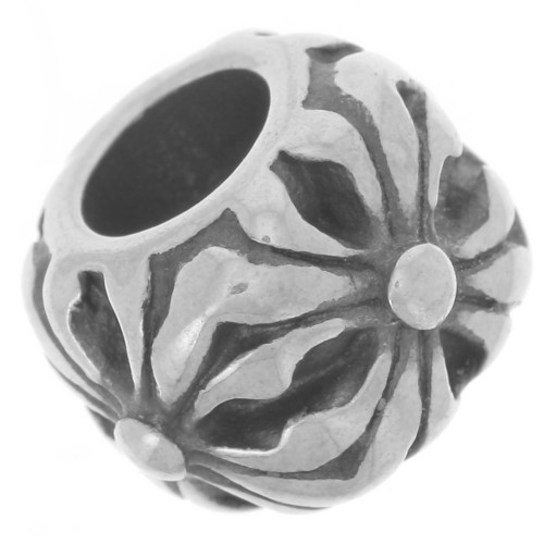 Cuenta cuadrada aplanada 10,5 mm agujero grande - diseño en cruz - acero inoxidable 304L x1