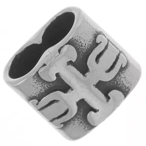 Cuenta pasante doble 12x13 mm para cordones de 5 mm - diseño en cruz - acero inoxidable 304L x1