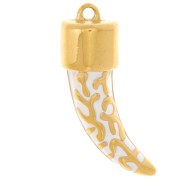 Colgante diente de tiburón 35x11 mm resina epoxi - Acero inoxidable 316L Dorado - blanco x1