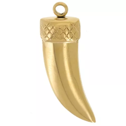 Colgante diente de tiburón 24x8 mm - Acero inoxidable 316L dorado x1