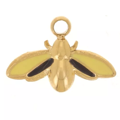 Dije mini abeja 7x10 mm en resina epoxi - Acero inoxidable 304L Dorado x1