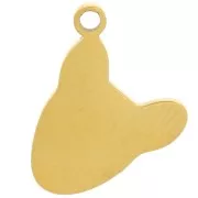 11x12 mm resina epoxi cabeza de perro Dije - acero inoxidable 316L Dorado x1