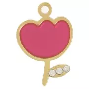 Dije de tulipán de resina epoxi de 12x8 mm - Acero inoxidable 316L dorado x1