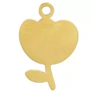 Dije de tulipán de resina epoxi de 12x8 mm - Acero inoxidable 316L dorado x1