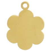 Dije de flor de resina epoxi de 9,5 mm - acero inoxidable 316L dorado - naranja x1