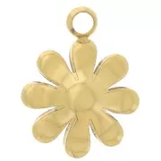 Dije de flor de 7,5 mm con cabujón de imitación de nácar. Acero inoxidable 304L Dorado x1