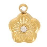 Dije de flor de 7 mm con óxido de circonio - acero inoxidable dorado x1