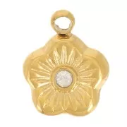 Dije de flor de 7 mm con óxido de circonio - acero inoxidable dorado x1