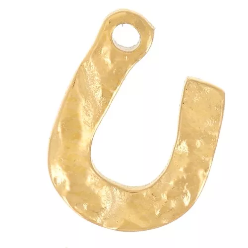Dije en forma de U martillada 10x7 mm - Acero inoxidable 316L dorado x1