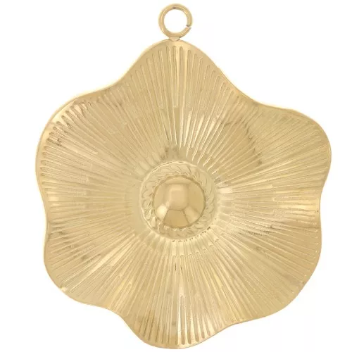 Colgantes flor irregular con efecto plisado 35 mm - Acero inoxidable 304L Dorado x2