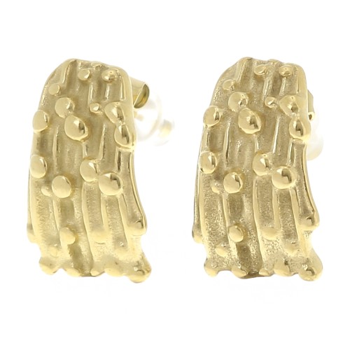 Pendientes Rectangulares Texturizados 19x12mm - Acero inoxidable 304L Dorado x2