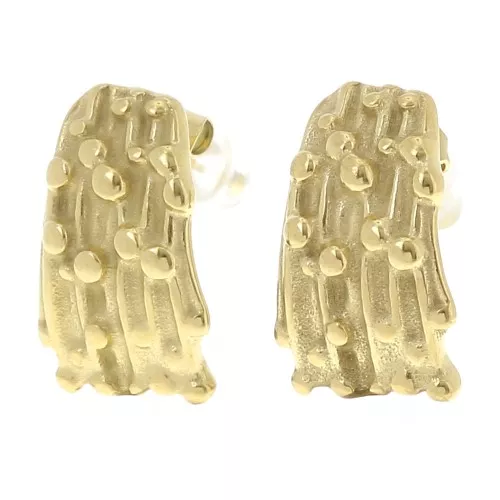 Pendientes Rectangulares Texturizados 19x12mm - Acero inoxidable 304L Dorado x2