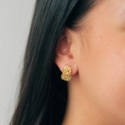 Pendientes Rectangulares Texturizados 19x12mm - Acero inoxidable 304L Dorado x2