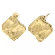 Pendientes de diamantes martillados de 17 mm con anilla abierta Acero inoxidable 304L Dorado x2