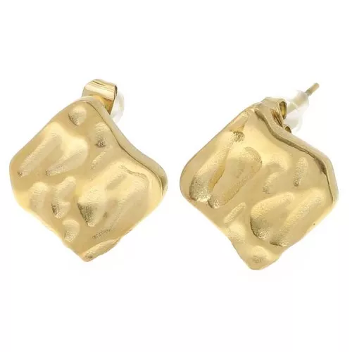 Pendientes de diamantes martillados de 17 mm con anilla abierta Acero inoxidable 304L Dorado x2