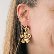 Pendientes de diamantes martillados de 17 mm con anilla abierta Acero inoxidable 304L Dorado x2