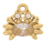 Charm cangrejo 11x12 mm óxido de circonio y strass - Acero inoxidable 304L Dorado x1