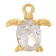 Dije Tortuga 12x11.5 mm Oxido de Circonio - Acero inoxidable 304L Dorado x1