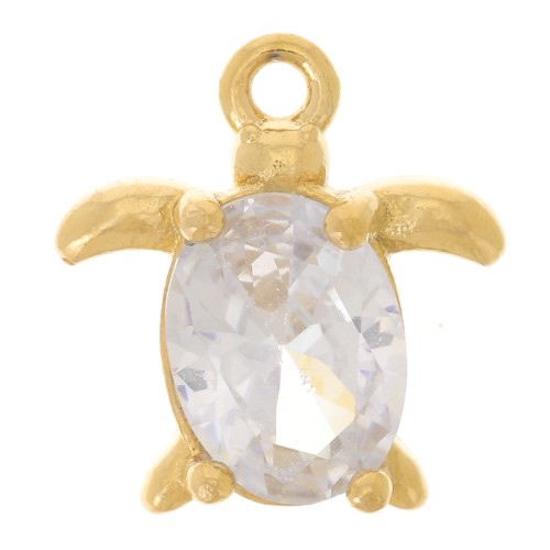 Dije Tortuga 12x11.5 mm Oxido de Circonio - Acero inoxidable 304L Dorado x1