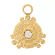 Mini Dije redondo 8x6 mm con strass - Acero inoxidable 304L Dorado