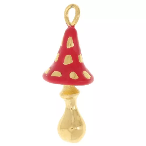 Colgante seta 20x7 mm con resina epoxi - Acero inoxidable 304L Dorado - Rojo