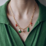 Colgante seta 20x7 mm con resina epoxi - Acero inoxidable 304L Dorado - Rojo