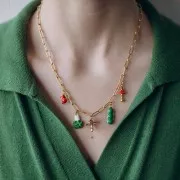 Dije seta 15x14 mm con resina epoxi - Acero inoxidable 304L Dorado - Ciruela