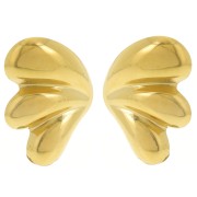 Pendientes de diseño abombado 31x22 mm - Acero inoxidable 304L Dorado x2