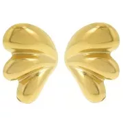 Pendientes de diseño abombado 31x22 mm - Acero inoxidable 304L Dorado x2