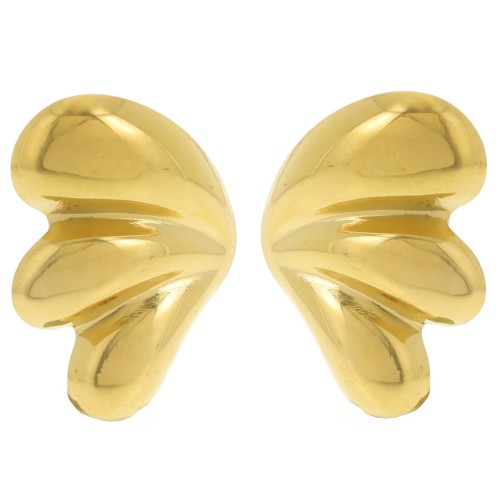 Pendientes de diseño abombado 31x22 mm - Acero inoxidable 304L Dorado x2