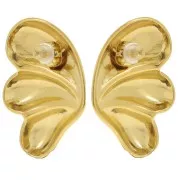 Pendientes de diseño abombado 31x22 mm - Acero inoxidable 304L Dorado x2