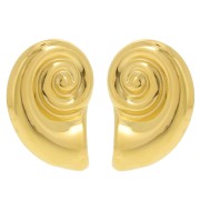 Pendientes de concha 28x19 mm - Acero inoxidable 304L Dorado x2|raw }}