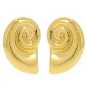 Pendientes de concha 28x19 mm - Acero inoxidable 304L Dorado x2