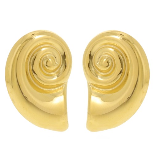 Pendientes de concha 28x19 mm - Acero inoxidable 304L Dorado x2