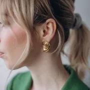 Pendientes de concha 28x19 mm - Acero inoxidable 304L Dorado x2